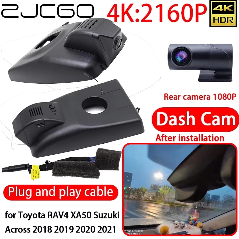ZJCGO 4K Car DVR Dash Cam Wifi Sony Rear Front Camera Monitor 24 Hours For Toyota RAV4 XA50 Suzuki Across 2018 2020 2021