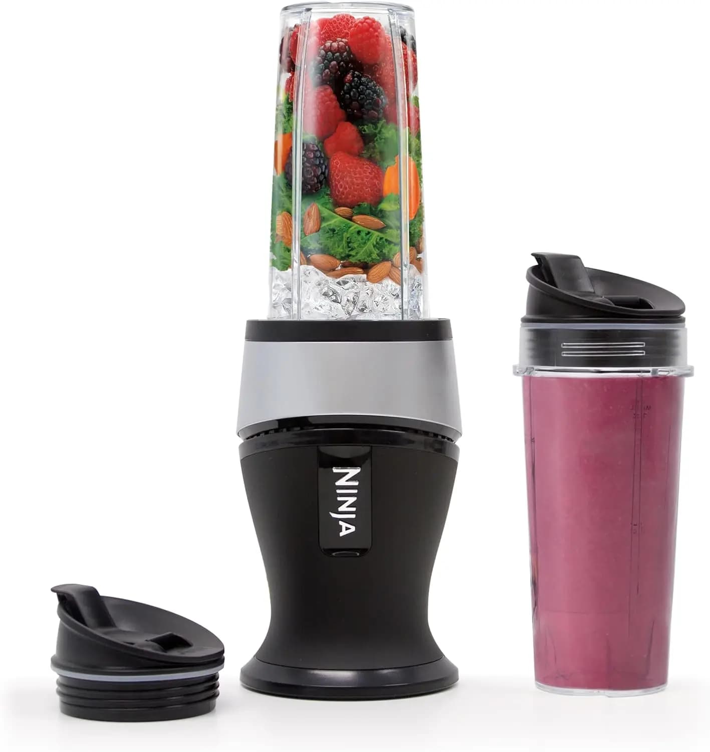 Frullatore Personale Compatto per Smoothie, Frullati, Preparazione Alimenti e Miscelazione di Ingredienti Congelati, Base da 700W con 2 Bicchieri e Coperchi