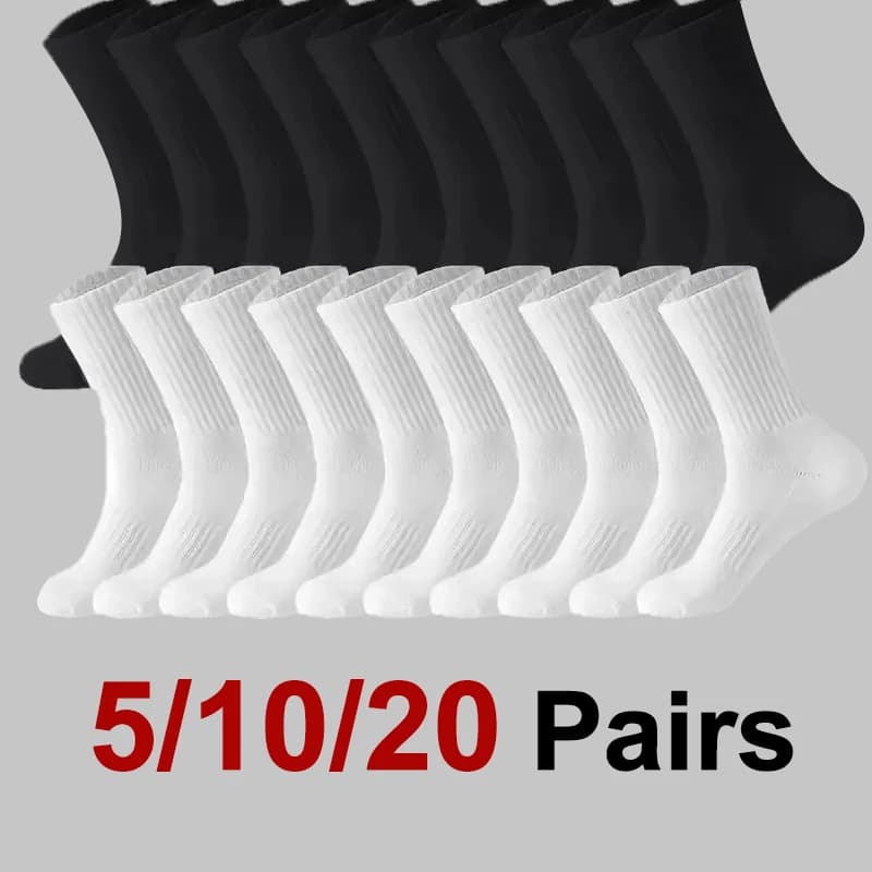 5/10/20 pairs of neutral socks with round neck, sports socks for all seasons, breathable and comfortable, absorbing sweat, for spring and summer