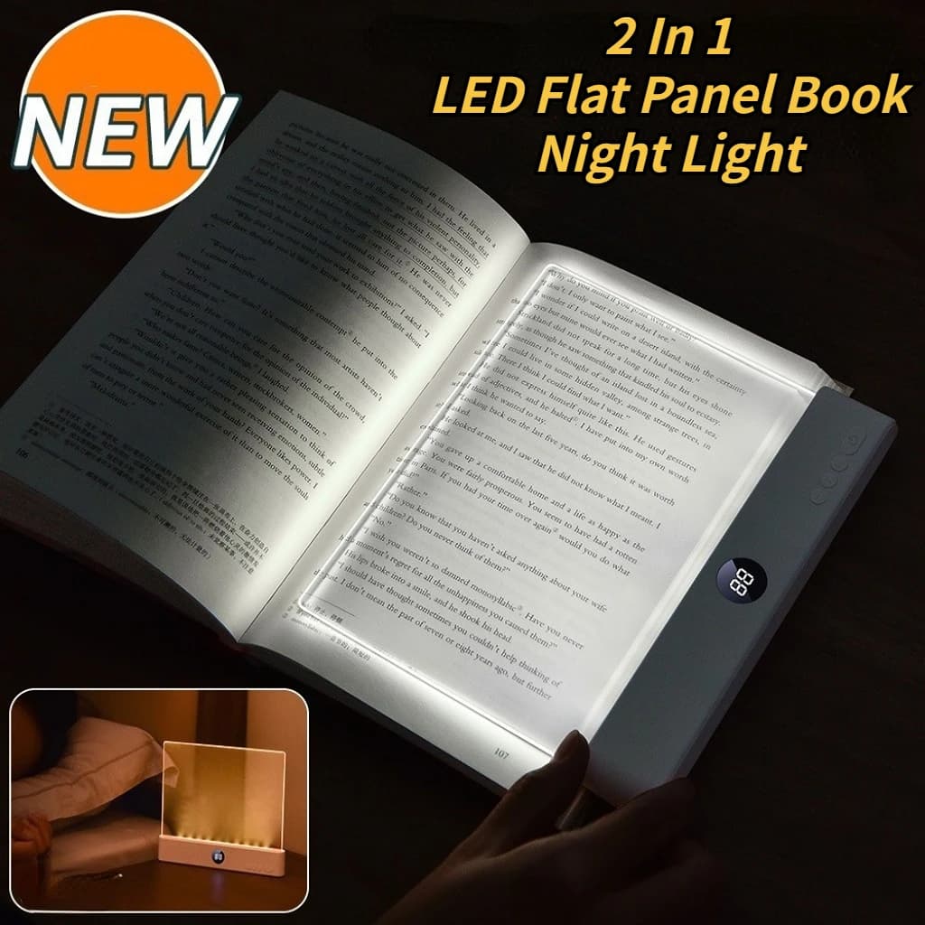 Lampada da lettura notturna a LED ricaricabile con protezione per gli occhi, luce notturna da lettura per studenti, lampada da lettura notturna per interni 2 in 1