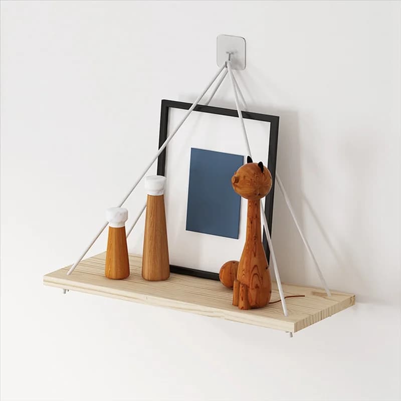 A76X-Mounted Floating Wall Shelves Wooden Rope Swing Hanging Plant Flower Pot Tray Nordic Home Decoration Mored Simple