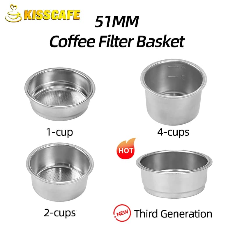 51 MILLIMETRI Cestello Filtro Caffè di Ricambio In Acciaio Inox Per Delonghi Bottomless Portafiltro Espresso Buoni Accessori Barista Strumento