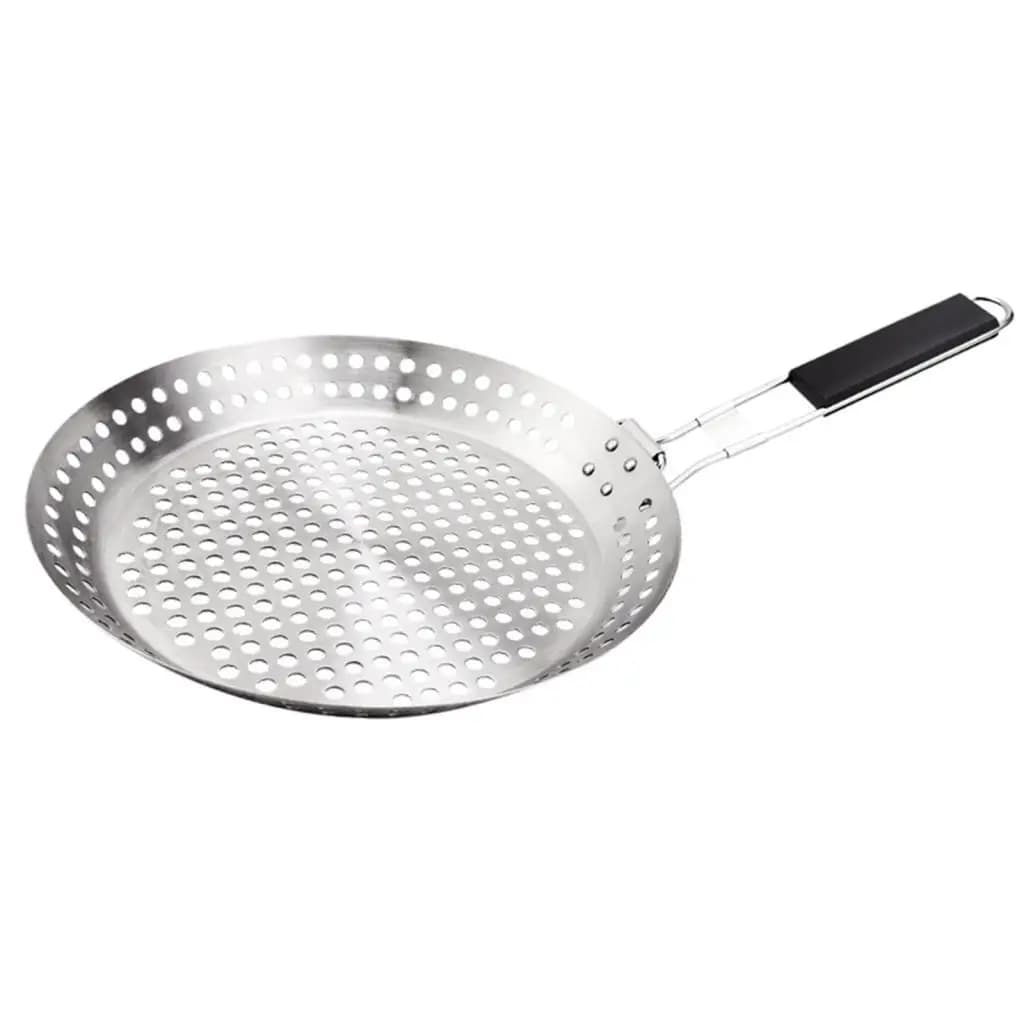 Grid Plate Panel with Handle Folding Basket for Grilling Stainless Steel Vegetables Perforated BBQ Plate for Cooking Cotolette Chapati