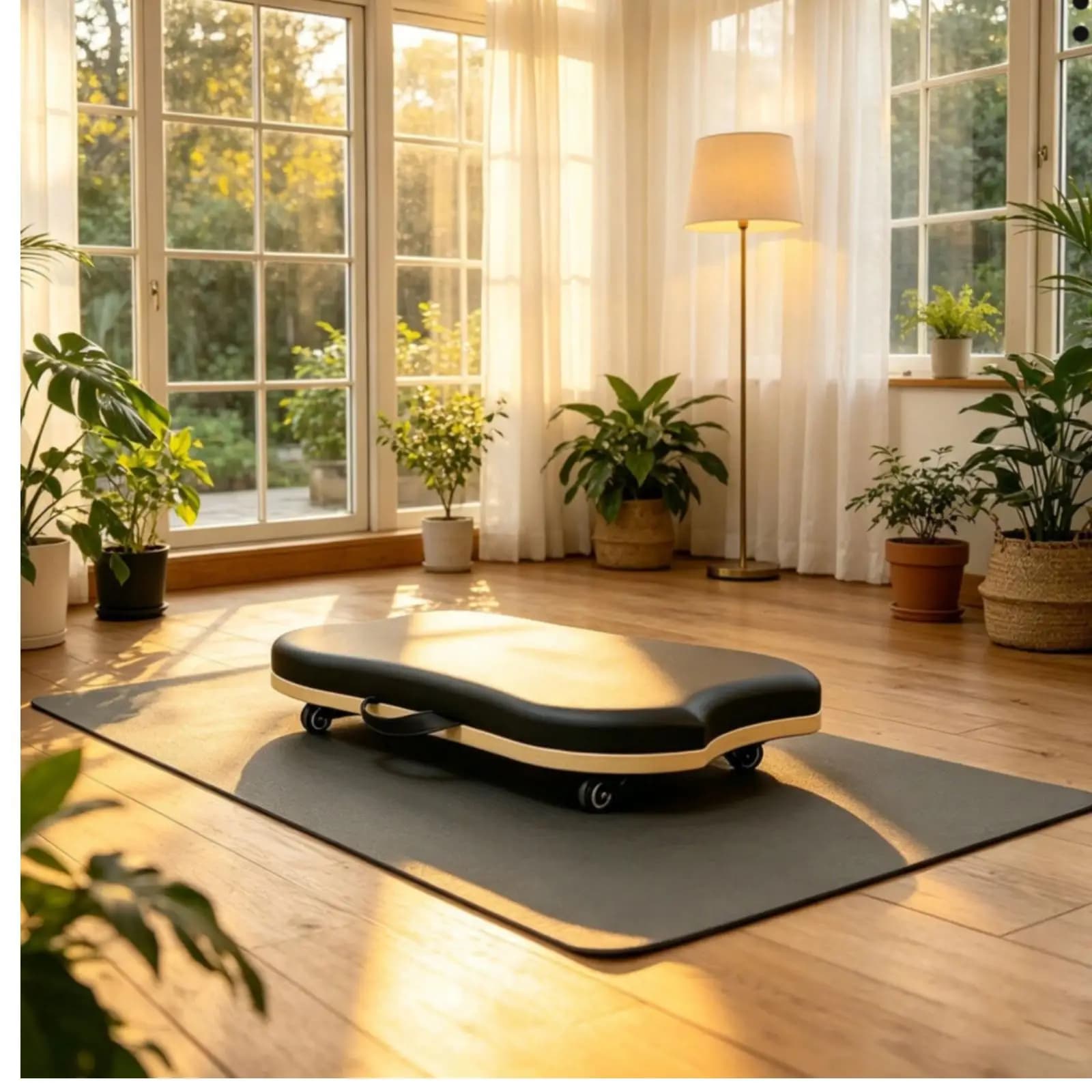 Pilates Balance Board Wooden Wobble Balance Board Oval Padded Deck Balance Fitness Equipment for Home Workouts