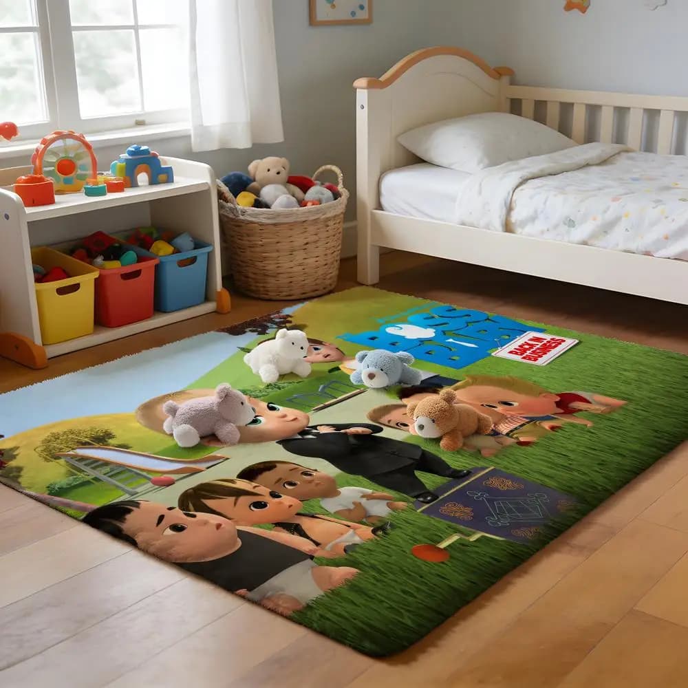Soft flannel mat, non-slip and absorbent carpet for bathroom, bedroom, home decoration, successful film The Boss B-Baby