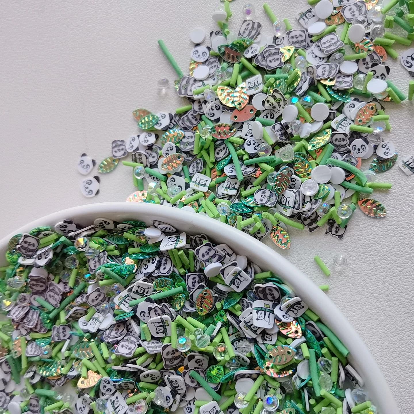 Foglie di panda fette di polimero argilla morbida ceramica spruzza per kit di decorazione materiale di riempimento di melma fai da te accessori artigianali