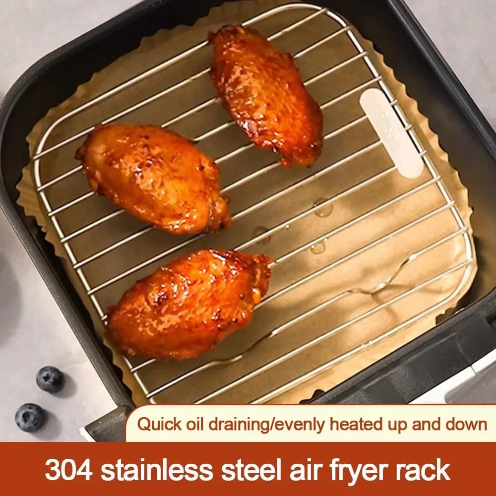 304 Stainless Steel Square Round Cooling Grill with Feet, Air Frying Grid, Home Oven Excessed Cooling Grill and Steam Baking
