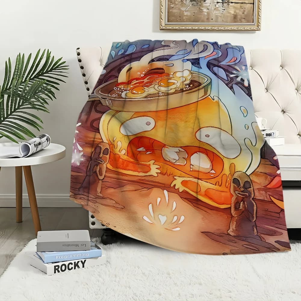 Anime Calcifer H-Howls M-Moving C-Castle Coperta Peluche Pisolino Divano Tappeto per Camera Calda Ufficio Camera da Letto Compleanno Casa Viaggio Regali per Bambini