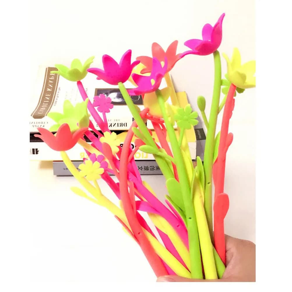 Flower Gel Pens Silicone Bendable Novelty Desk Decor Writing Tool for Students Birthday Gift School Office Use