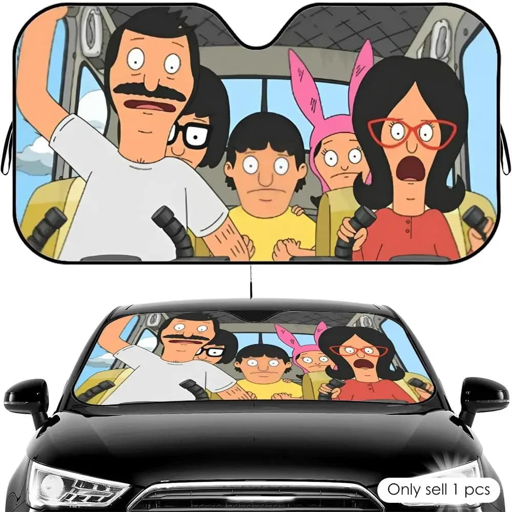 Parasole per Auto in Alluminio Riutilizzabile con Design Cartoon B-Bob's B-Burgers, Protezione UV e Isolamento Termico