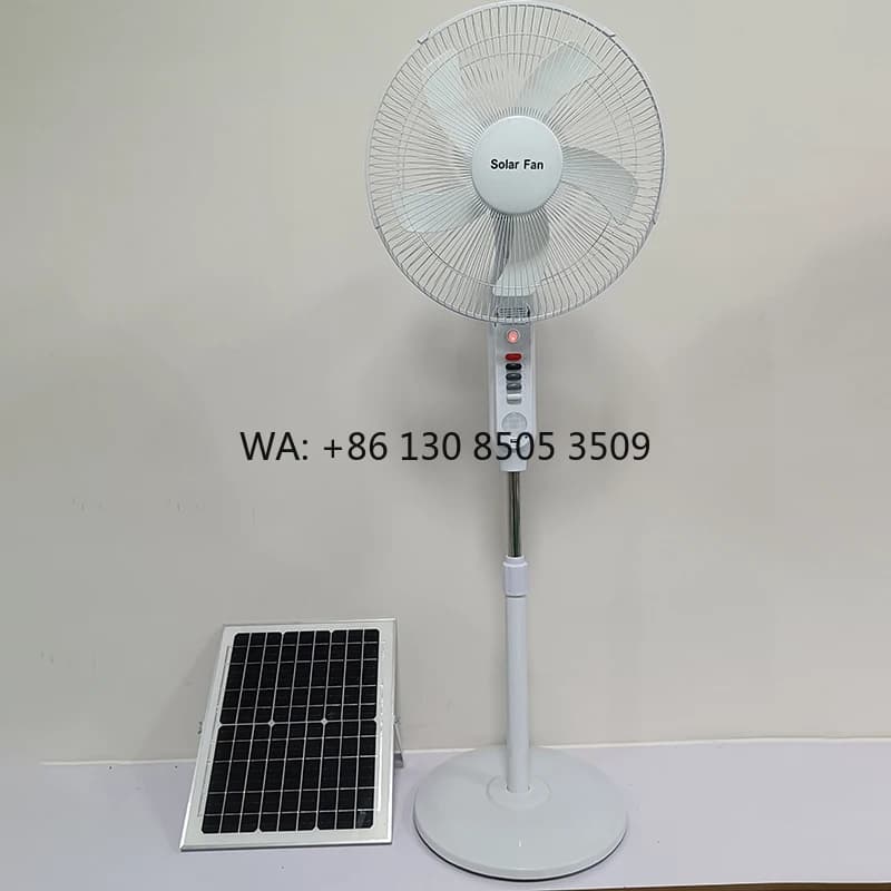 Ventilatore Elettrico Antizanzare Ricaricabile con Pannello Solare, Orientabile a 16 Pollici e Ampio Angolo di Copertura