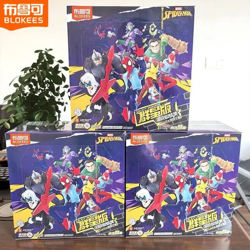 Blokees Marvel Spider-Man Galaxy Versione 6 Blind Box Action Figure da collezione Spider-Man Hobie Marrone Verde Goblin Gatto nero Giocattolo