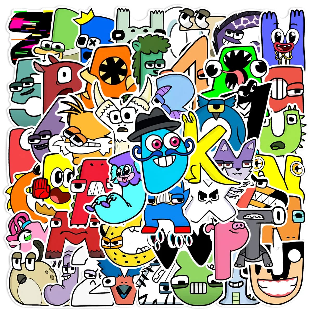 50Pcs Alphabet Lore Cartoon Graffiti Stickers For Decorate Suitcase, bbooks，Waterproof for Multiple Occasions Sticker