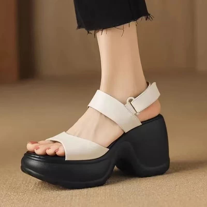Sandali con Tacco Alto da Donna, Scarpe con Plateau alla Moda, Nuove Ciabatte da Spiaggia con Tacco Grosso, Infradito Eleganti da Donna