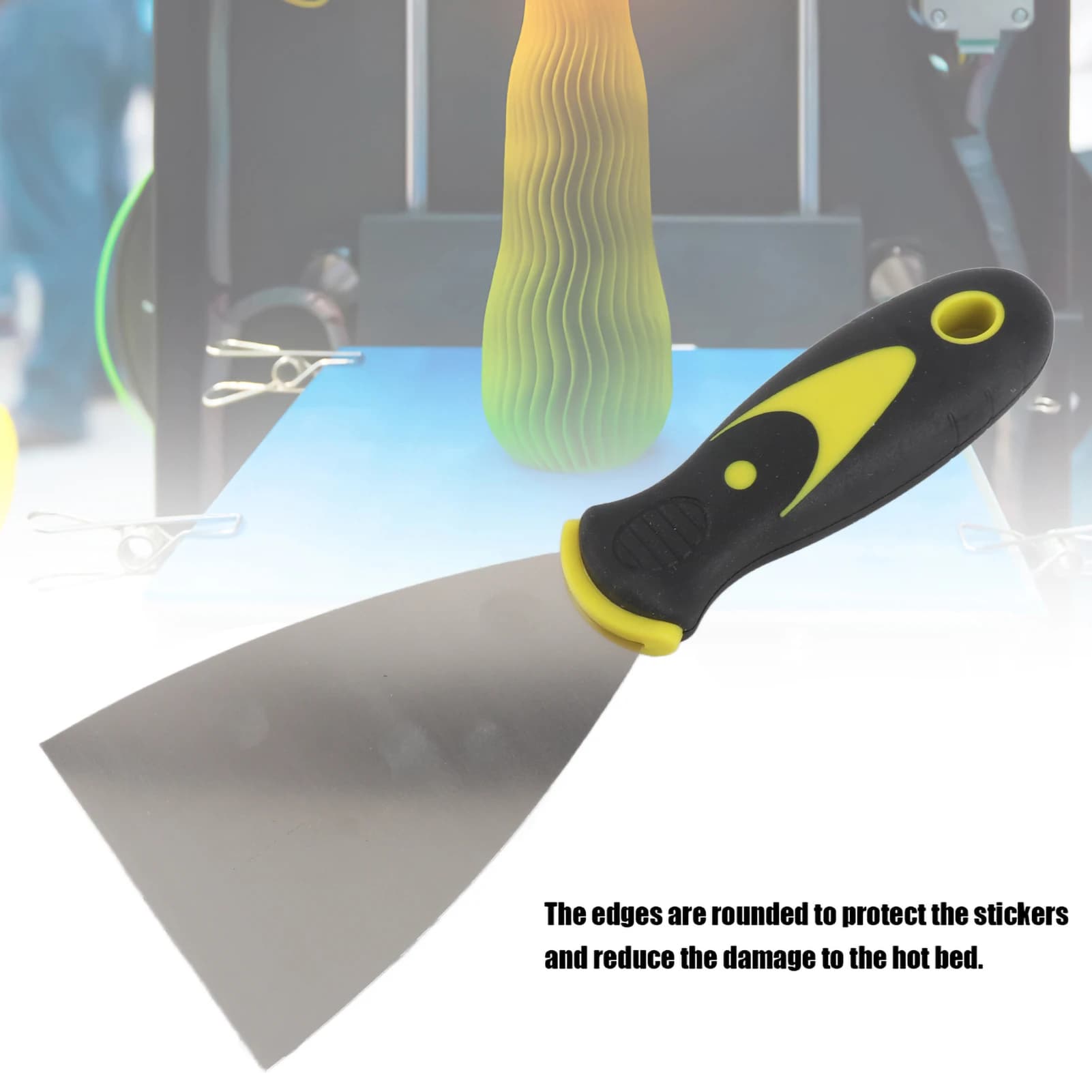 3D Printer Accessories 3D Printer Spatula Removal Tool Rubber Handle Stainless Steel 3D Printer Hot Bed Shovel