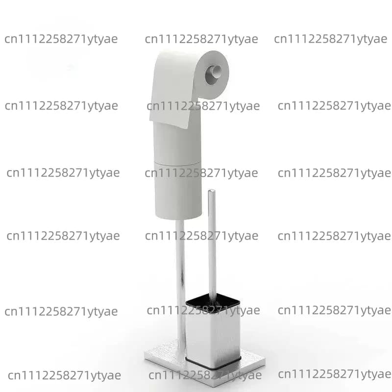 Suitable for Bathroom Floor-to-ceiling Tissue Holder with Toilet Brush Stainless Steel Roll Holder Standing Toilet Paper Holder