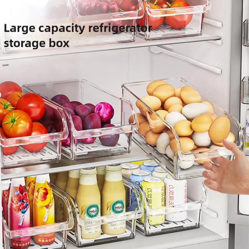 Clear Plastic Drawer Refrigerator Storage Organizer Bin Egg Fruit Vegetable Snack Drink Food Fridge Container