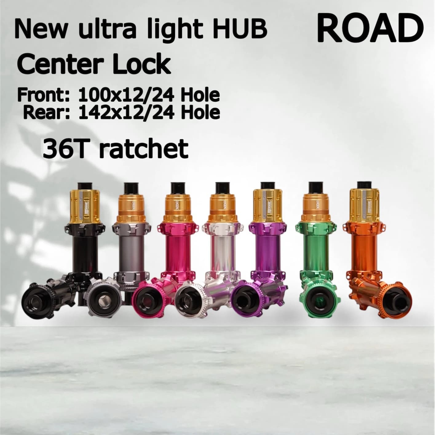 New Ultra Light Road Disc Brake 36T Star Shaped Ratchet Wave Spring Bicycle Lock Straight Pull 24H Wheel Hub 100-142 XDR/HG 258g