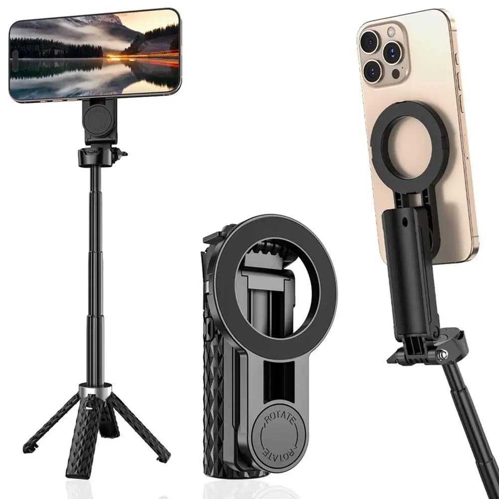 Bastoncini magnetici per selfie per smartphone Mini treppiede telescopico Supporto per telefono 3 in 1 per bastone autoscatto per trasmissione in diretta Vlog