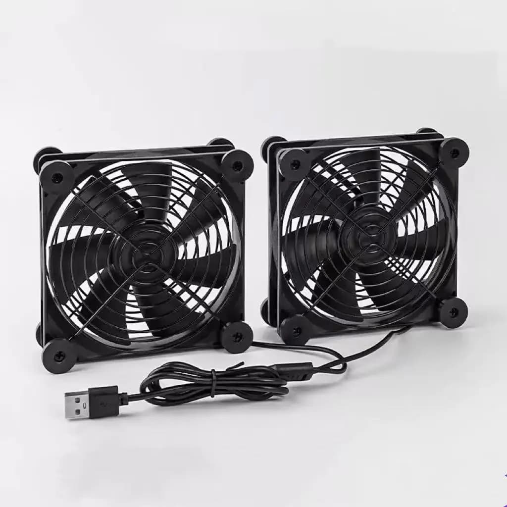 Ventola USB Silenziosa Doppia da 120mm con Regolatore di Velocità, per Raffreddamento di Ricevitori DVR, PlayStation, Xbox, Computer e Cabinet