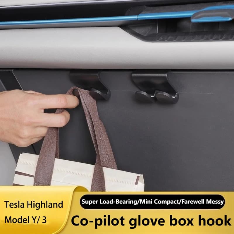 2025 Glove box Car Hooks ABS Storage Holder Model Y Car Dedicated Carbon flash For New Tesla Model 3 Y Highland