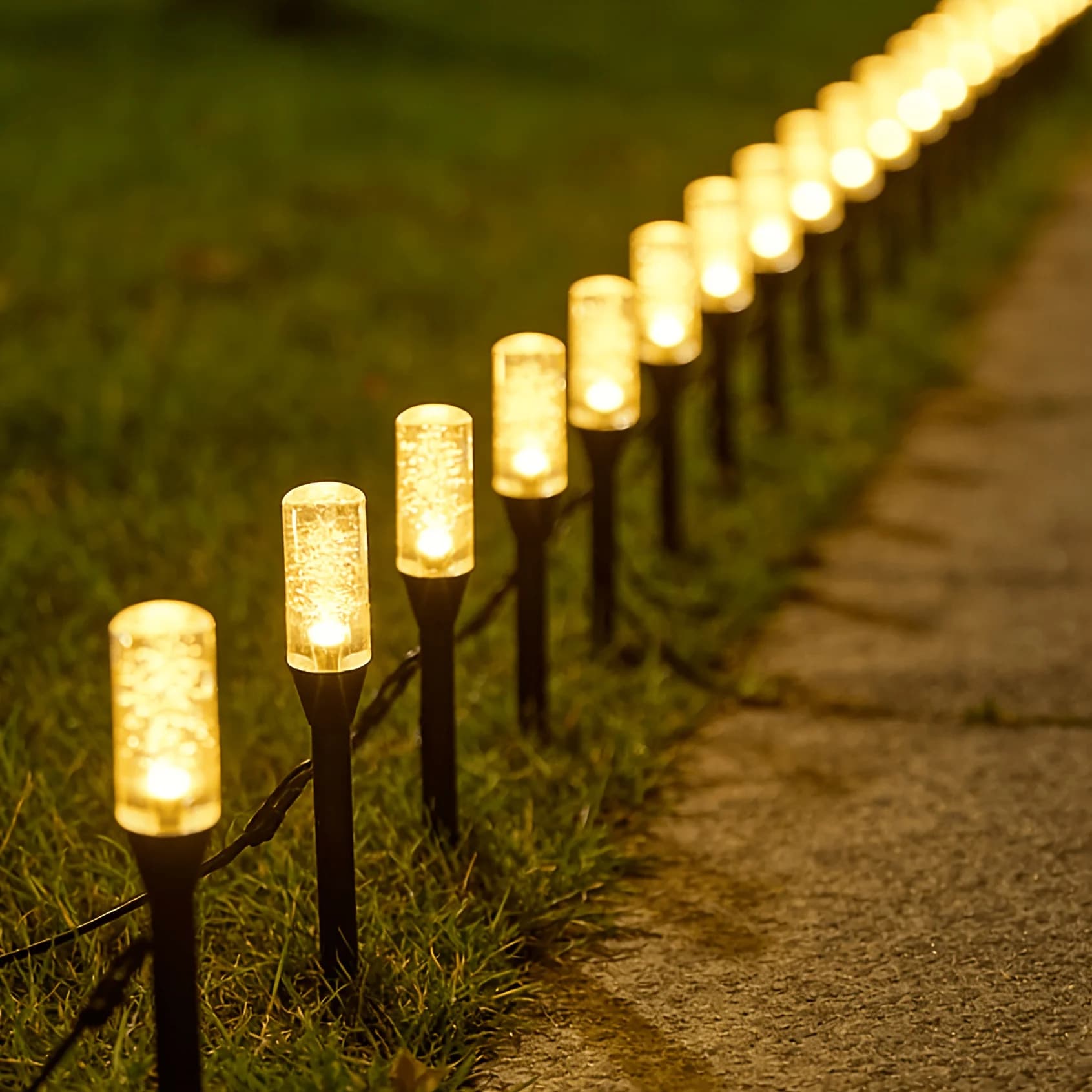 Solar Bubble Tube Solar Pathway Lights Waterproof LED Lawn Stake Lamps Outdoor Garden Yard Walkway Decor Lamp