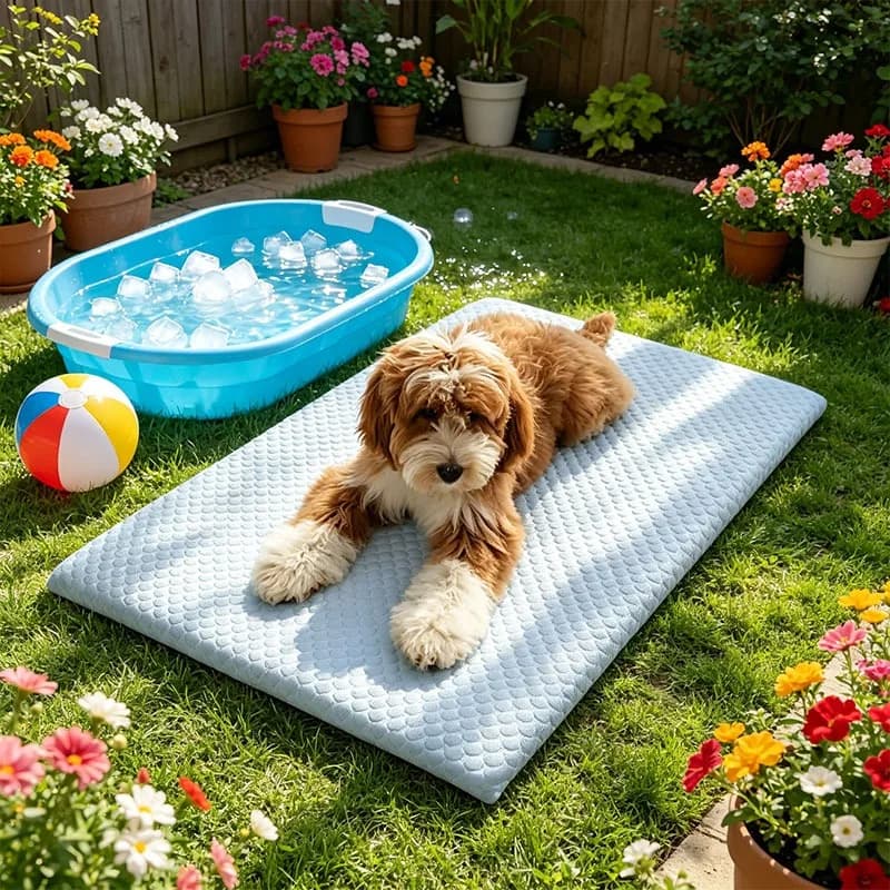 Tappetino Refrigerante Estivo per Cani e Gatti in Seta Ghiacciata, Spesso, Traspirante, Antiscivolo, Lavabile, per Cani e Gatti di Taglia Media e Grande