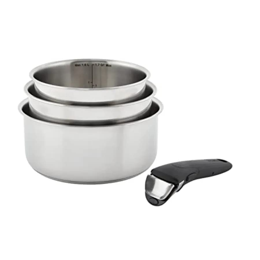Set di Pentole Ingenio Expertise in Acciaio Inox, 4 Pezzi, Adatte per Induzione e Forno, Impilabili, Pentole e Padelle per Campeggio e RV