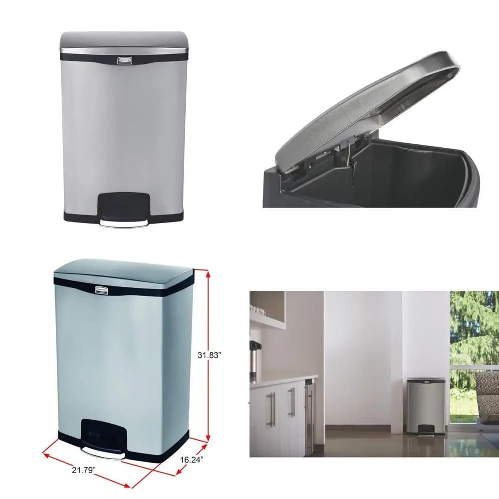 Cestino per Rifiuti in Acciaio Inox con Apertura Frontale e Scomparto Combinato per Rifiuti e Riciclo, 24 Galloni, Finitura Nera