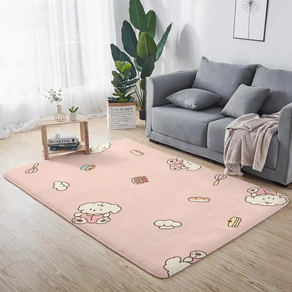 Food B-Baked Bear Floor Mat in Eco-Flanella, Anti-slip, Odorless, Soft, In Interior Short Plush
