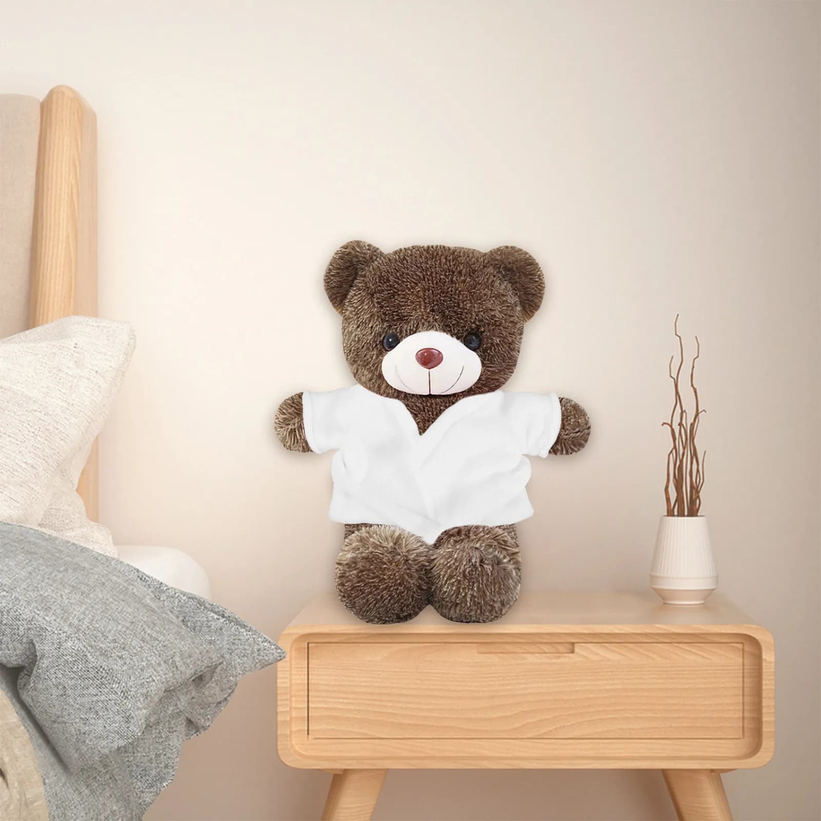 Set di Vestiti Bianchi per Peluche, Morbido Accappatoio in Cotone per Bambini, Accessorio per il Bagno Invernale, Gioco per le Vacanze