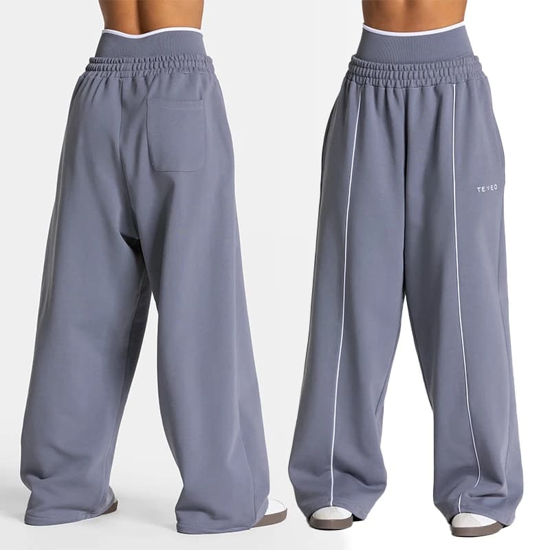 Pantaloni Sportivi TEVEO da Donna a Vita Bassa con Cintura, Gamba Dritta, Tinta Unita, Casual, da Palestra, con Tasche Multiple, Larghi, per Lavoro