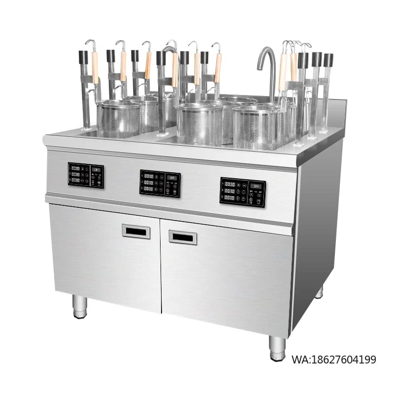 Macchina per Cucinare Professionale in Acciaio Inox con Sollevamento Automatico e Armadio, Attrezzatura da Cucina Commerciale Elettrica per Pasta e Noodle