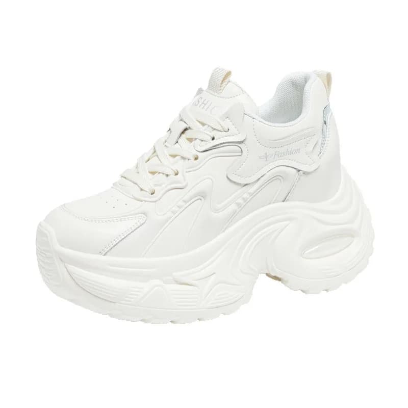 Scarpe da ginnastica robuste da 9 cm Scarpe casual da donna Scarpe da ginnastica con plateau in vera pelle Comode scarpe da ginnastica alla moda in pelliccia calda