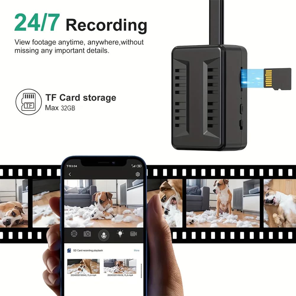 Mini Telecamera WiFi 1080P Full HD, Videocamera di Sorveglianza Wireless con App per Smartphone, Rilevamento del Movimento, Registratore Video, Monitor per Bambini da Interno