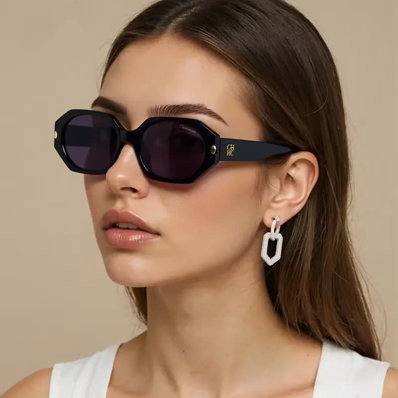 CH Sunglasses Cat Eye retro Modern shaded lenses UV protection Thin golden frame Vintage style fashionable glasses for women