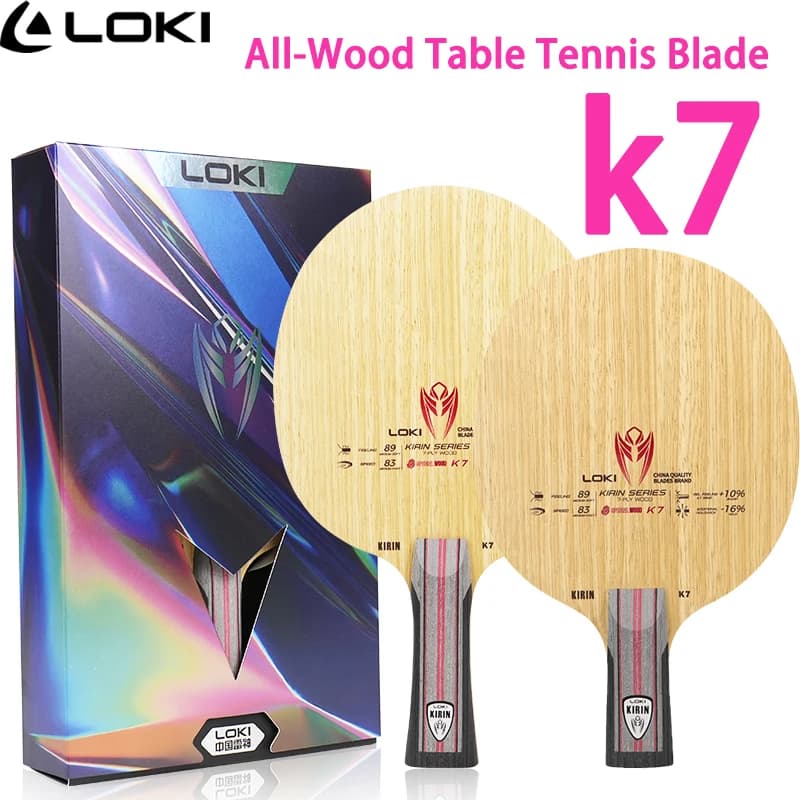 Racchetta da Ping Pong LOKI 7Ply in Legno Puro K7, Racchetta da Tennis da Tavolo per Attacco Veloce OFF+, per Tutti i Giocatori FL/CS