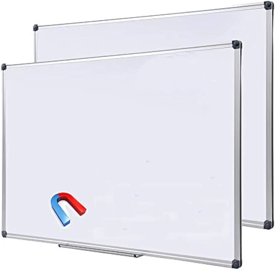 Lavagna magnetica cancellabile a secco grande da 2 pezzi con vassoio per pennarelli, lavagna a parete da 48x36 pollici per l'aula dell'home office