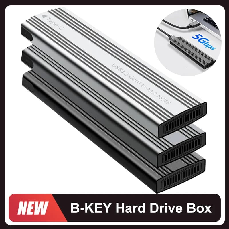 1Set B-KEY Scatola per disco rigido esterno Custodia per HDD M.2 in lega di alluminio Scatole per disco rigido Interfaccia USB C Supporto protocollo SATA