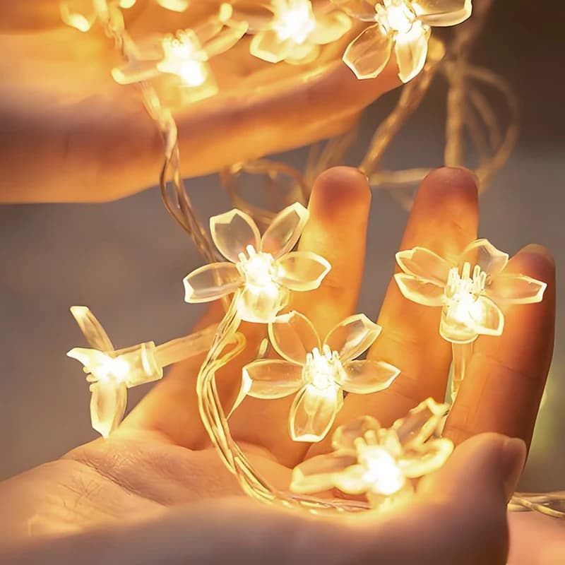 Stringa di luci a led con fiori di ciliegio bianco caldo da 3-10 m per decorazioni domestiche da giardino per interni per feste di nozze
