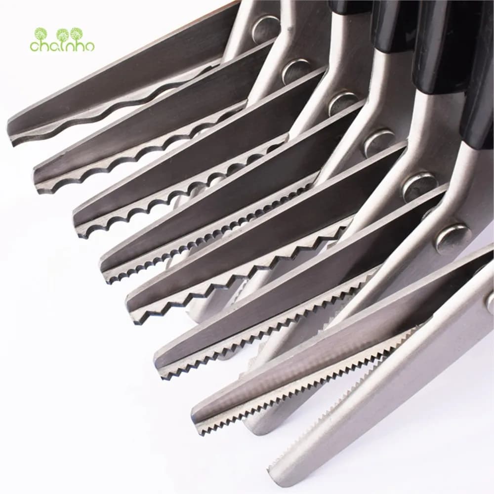 Forbici da sarto per cucire a forma di Zigzag e ondulata, forbici rotonde e a forma di dente di sega in scatola, per cesoie da cucire fai da te in tessuto o pelli, TL02