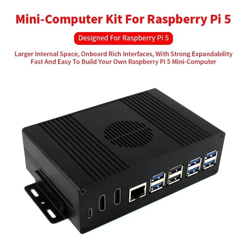 Raspberry Pi 5 Kit Mini-Computer All-In-One PCIe 4-Ch USB3.2 Gen1 ports module BOX aluminum alloy housing for RPi 5