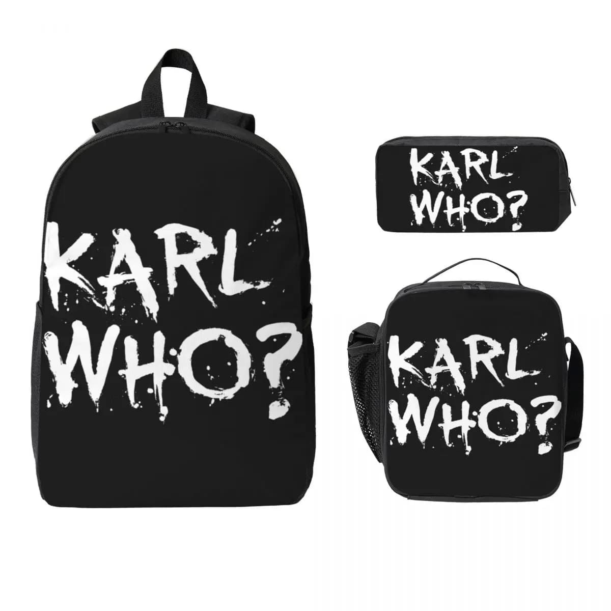 3Pcs Karled Who Accessories Backpack Set for Girls Boys Pencil Boxes Bookbag Sets with Lunch Box For School Students Daypack