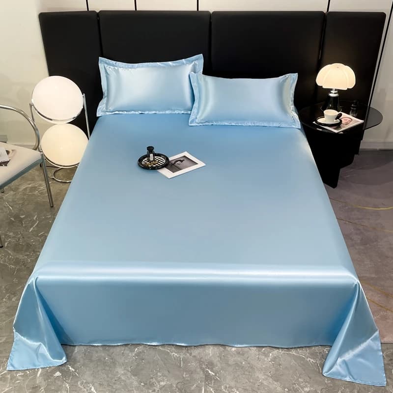 Summer Ice Silk Cool Bed Sheets for Double Bed Single/Queen/King Size Top Sheets for Beds Sabanas Cama Bed Linen 3Pcs/Set or 1Pc