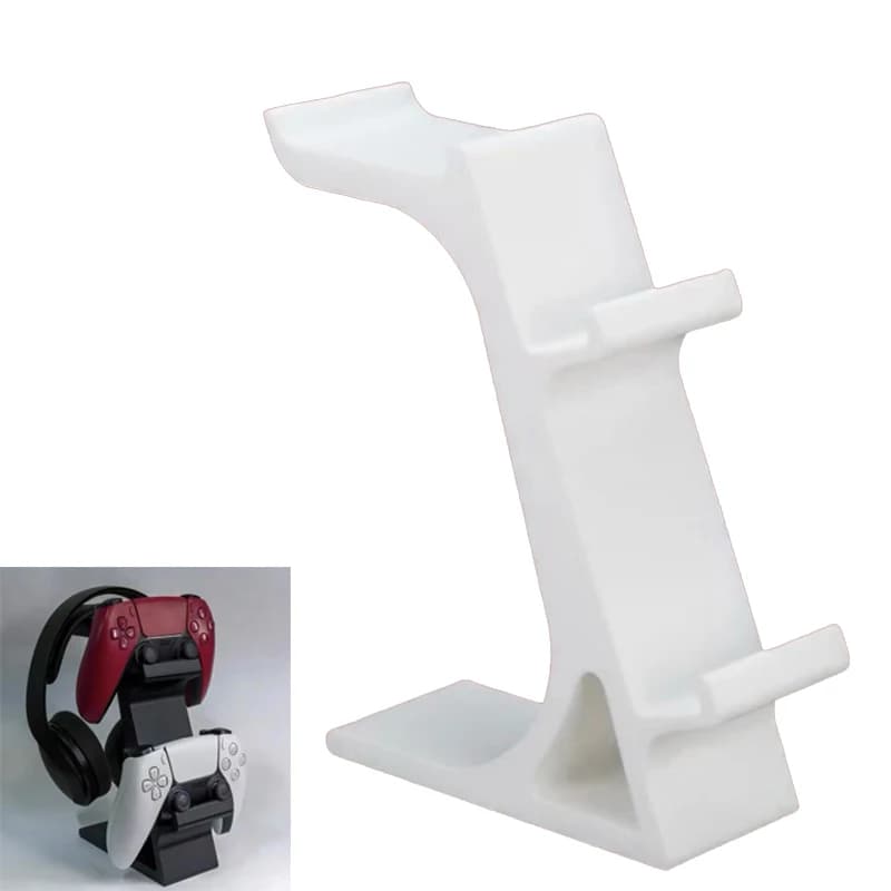 3-in-1 Controller Stand For Desk With Headset Holder Gaming Organizer For 2 Gamepads & 1 Headphone Non-Charging Desktop Dock AJ
