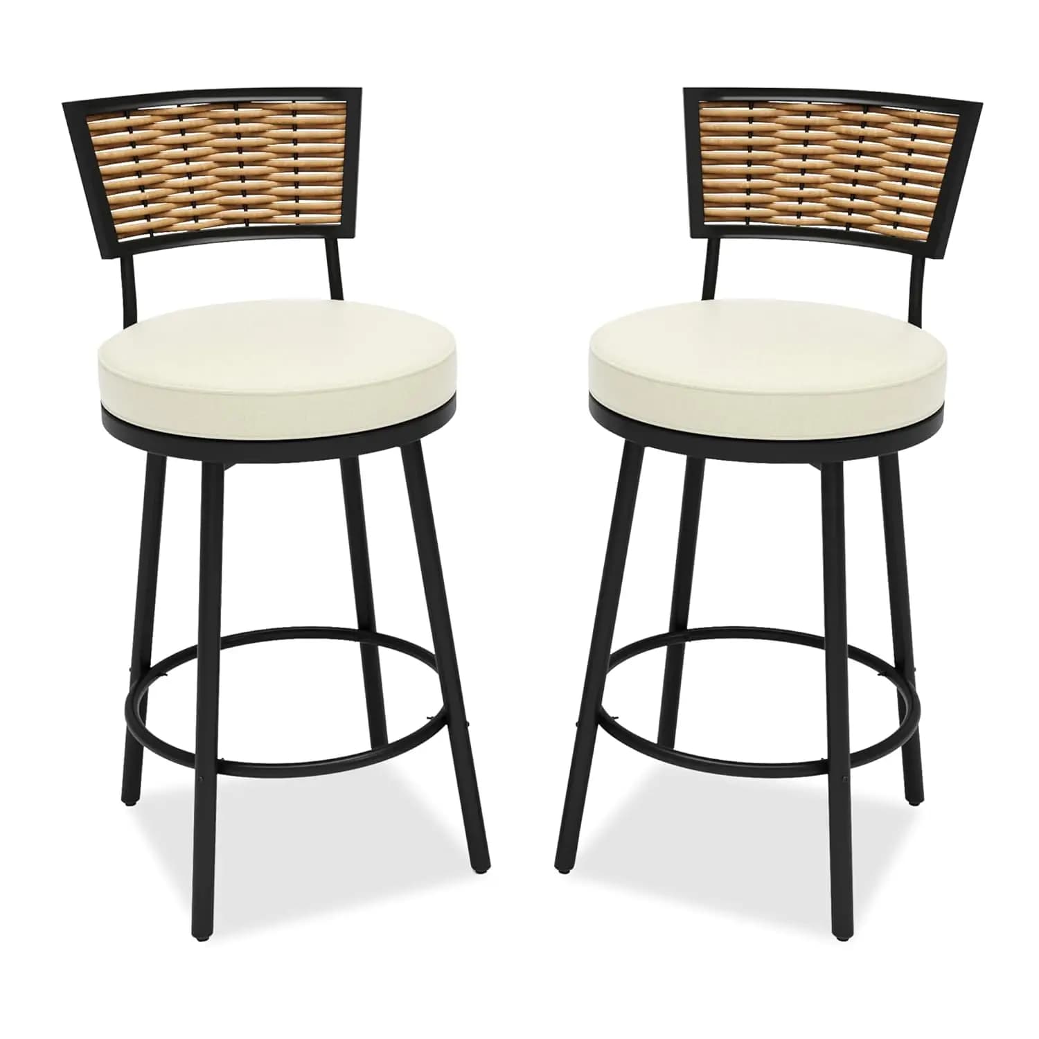 Patio Swivel Bar Stools Set of 2 - Outdoor Bar Height Chairs w/Removable Cushions - 360˚ Swivel Patio Bar Chair -, Customized
