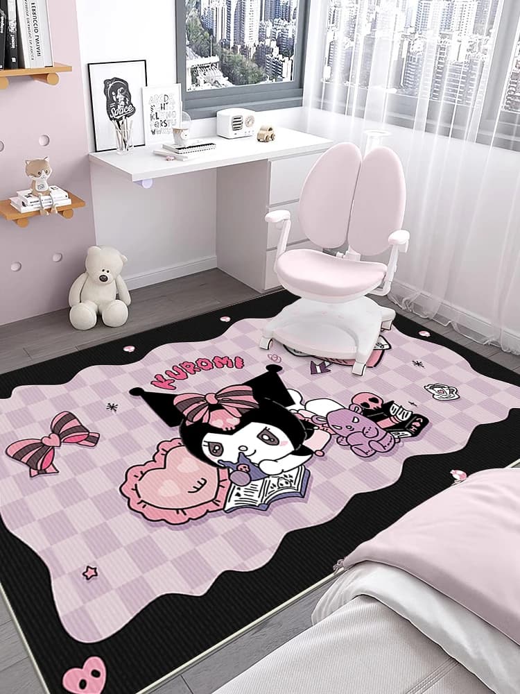 Kuromi Cartoon Bedroom Chair, Floor Mat, Study Chair, Carpet, Reading Area, Computer Chair, Swivel Chair Foot Mat Bedroom Decor