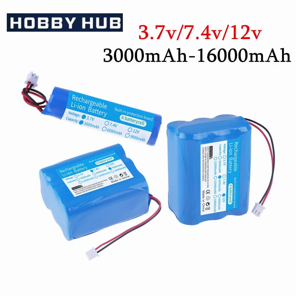 3.7V 7.4V 11.1V 12V 18650 8000mAh con fili batteria ricaricabile agli ioni di litio con PCB per altoparlanti Bluetooth fari solari