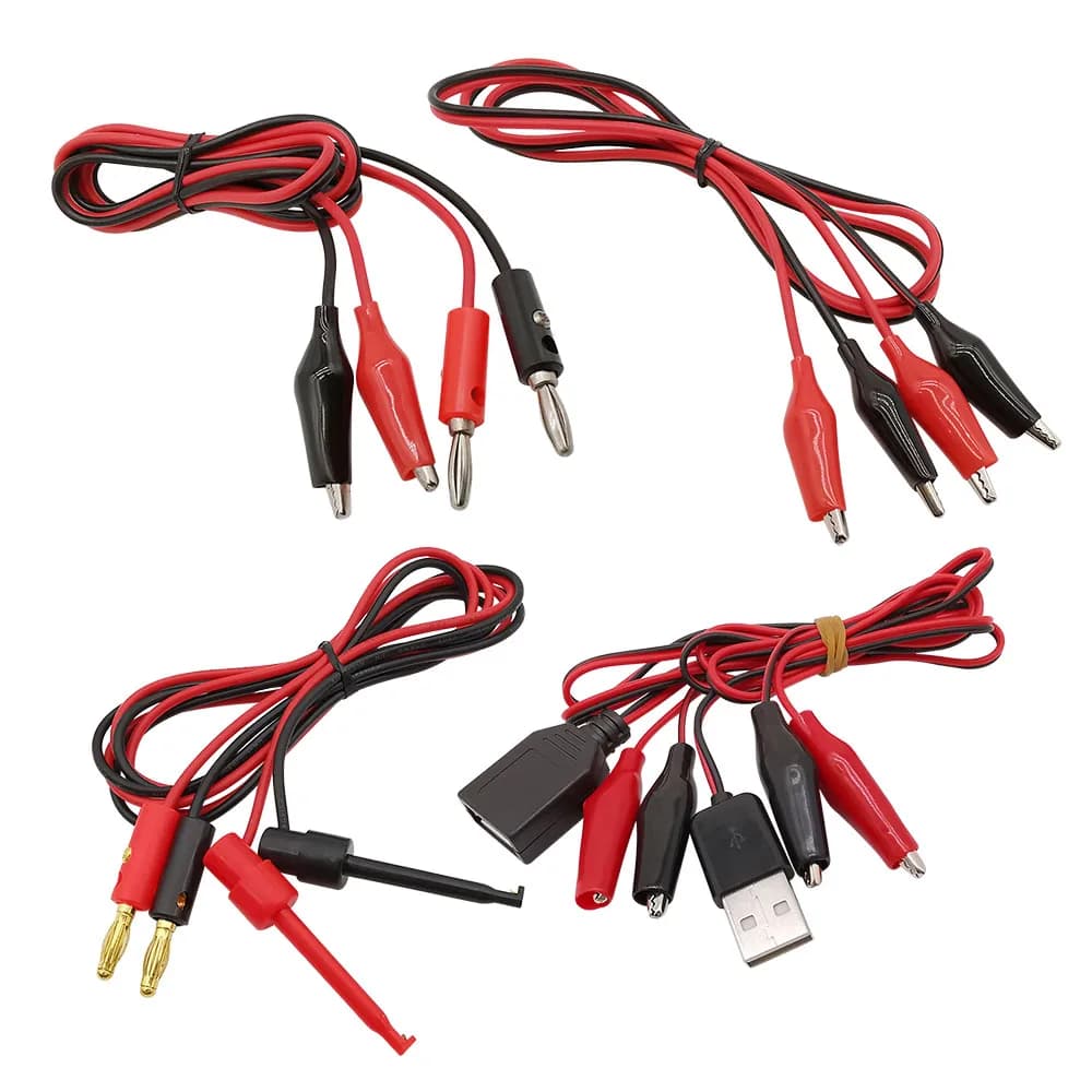 Morsetti a coccodrillo cavi di prova connettore a spina a Banana da 4mm cavo USB DC maschio femmina per Test sonda multimetro esperimento batteria fai da te