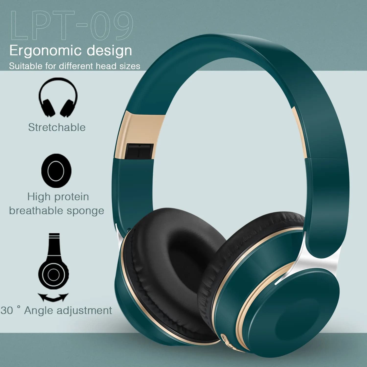 Cuffie auricolari wireless Bluetooth stereo con slot per scheda SD e microfono per tablet Android IOS - Regalo per studenti